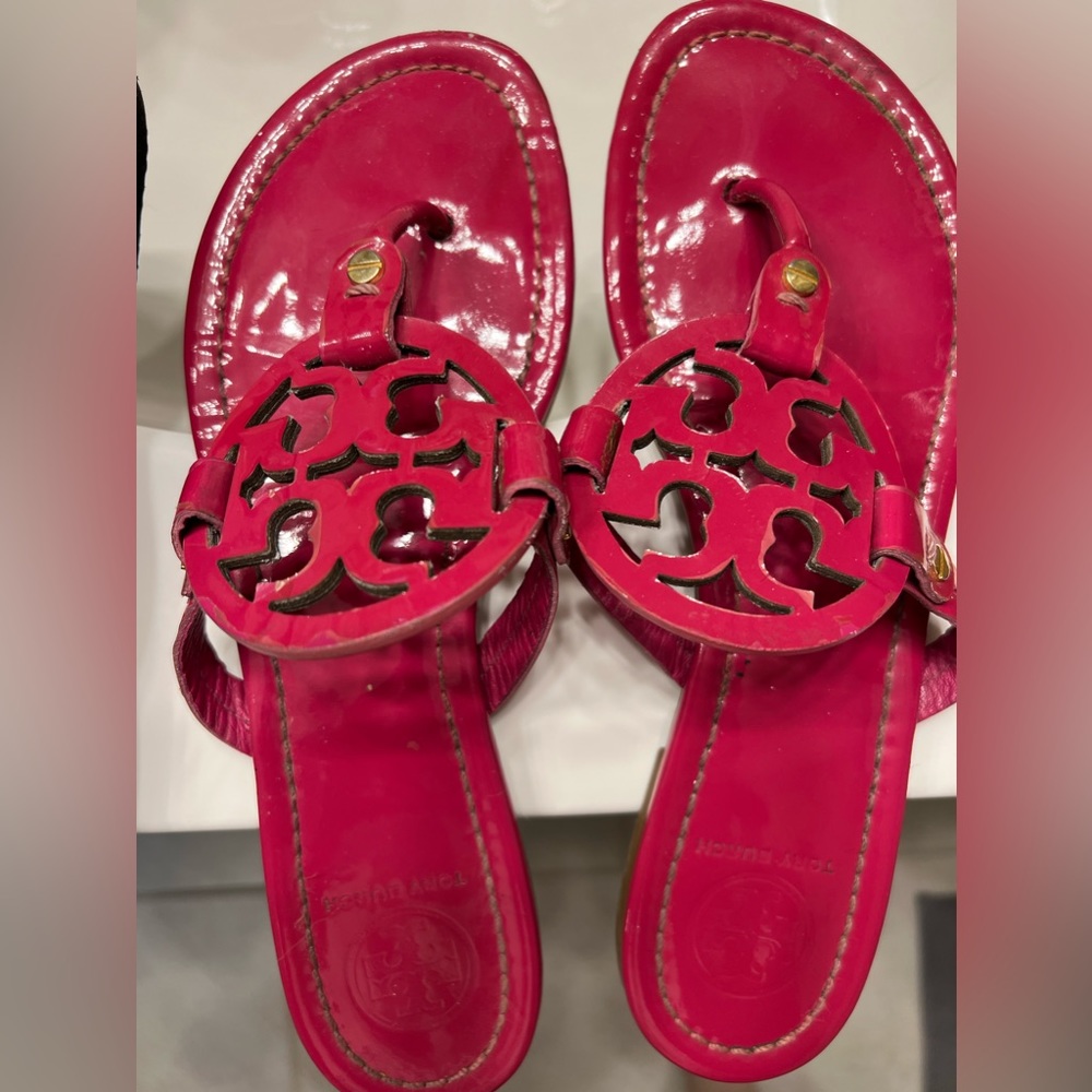 Hot pink Tory Burch Miller sandals